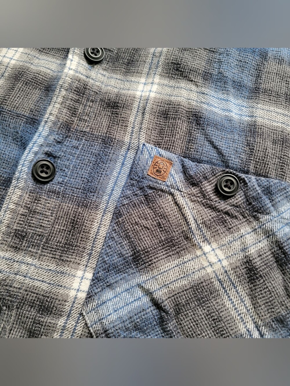 Coleman Mens XL Long Sleeve Button Down Blue Plaid Flannel Shirt - Picture 4 of 12